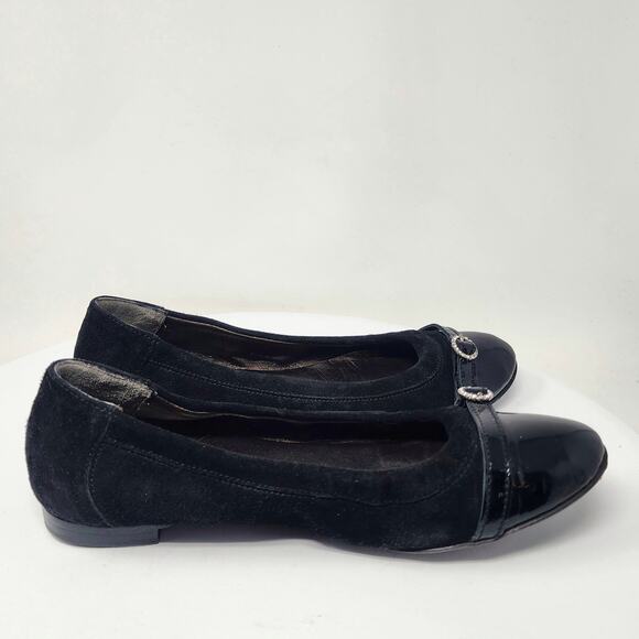 AGL Monika Cap Toe Ballet Flat EU39/US9 Black Suede & Patent Leather Rhinestone - Picture 10 of 14